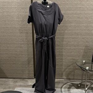 Mo Vint Gray wideleg Jumpsuit with Belt size Large